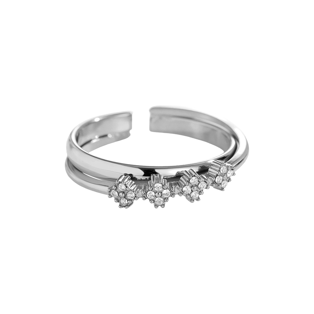 Mini Diamond Lucky Flower Edelstahl Ring        