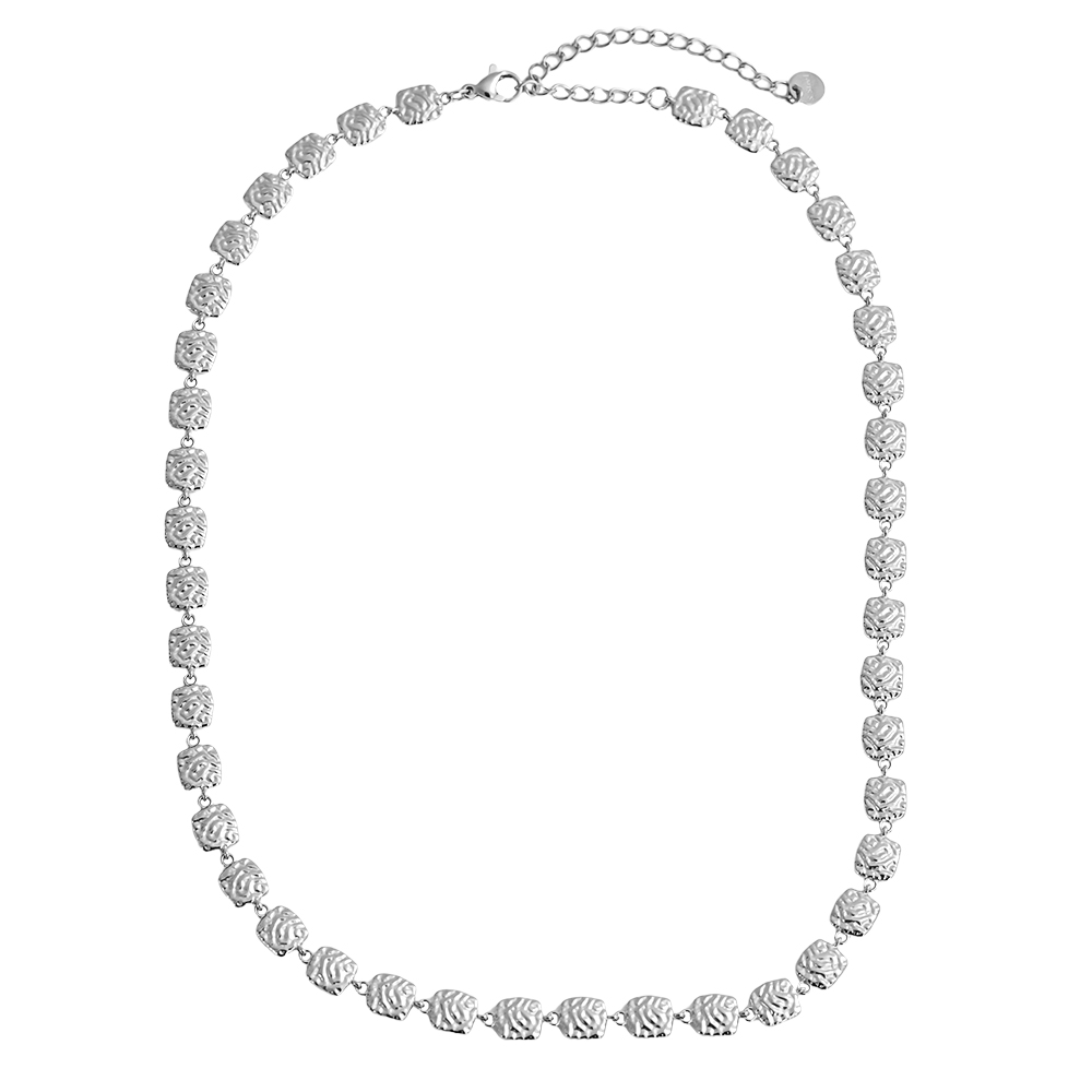 43cm unregelmäßige Quadrate Edelstahl Halskette    