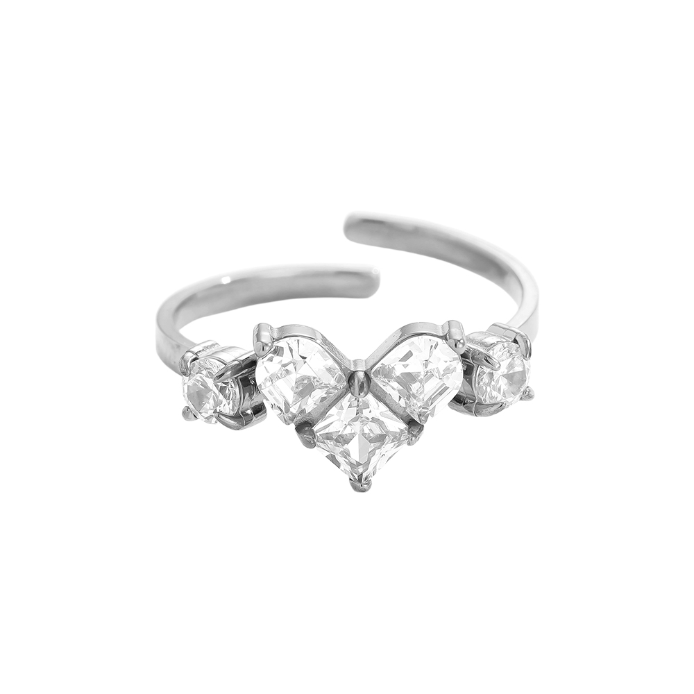 Mosaic Diamond Heart Edelstahl Ring   