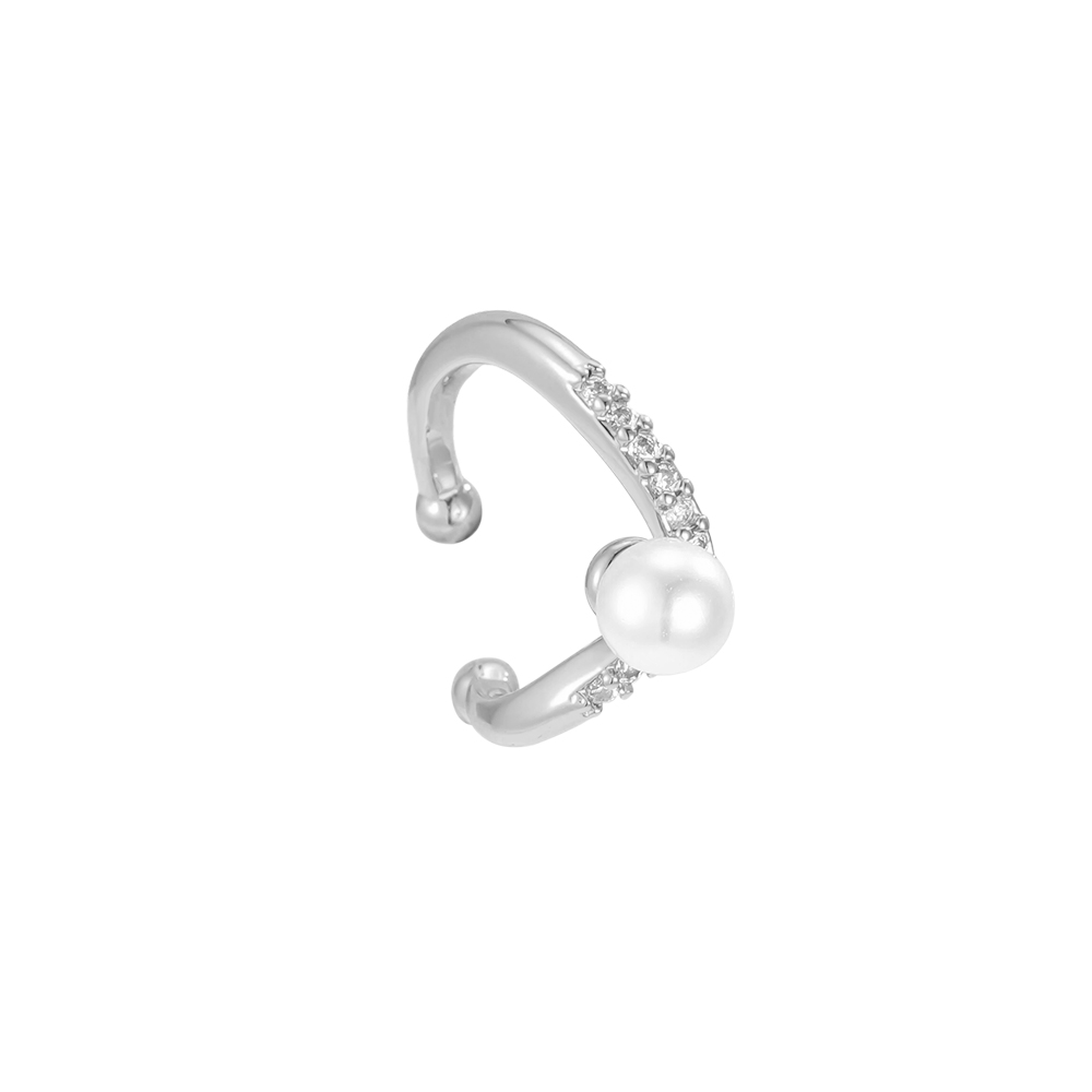 Vergoldete Ear-cuffs 15mm Zirkonia  Kleine Perle