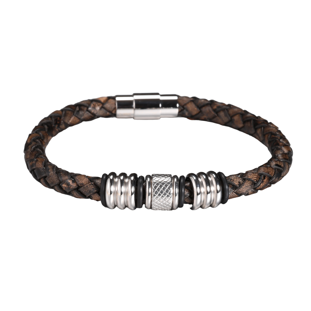  Edelstahl Armband PU Klassiker Braid