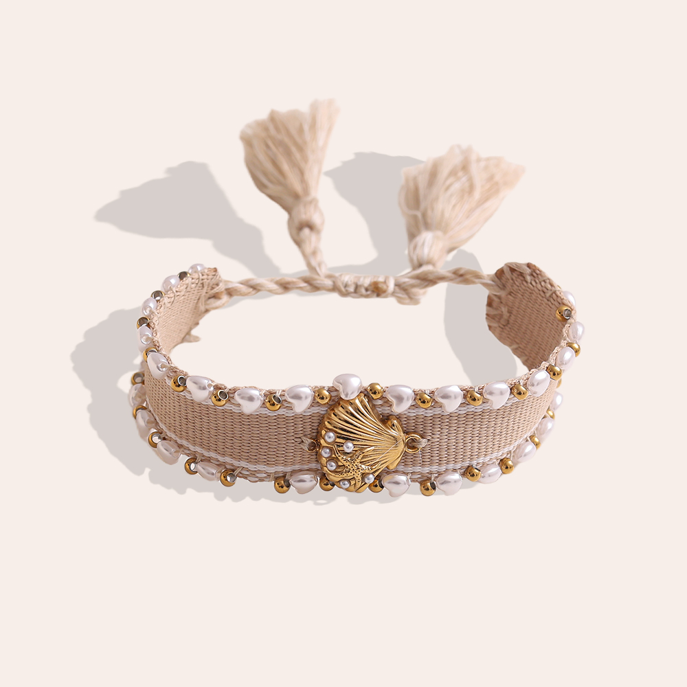 Muschel auf einem Polyesterbeutel Edelstahl Armband