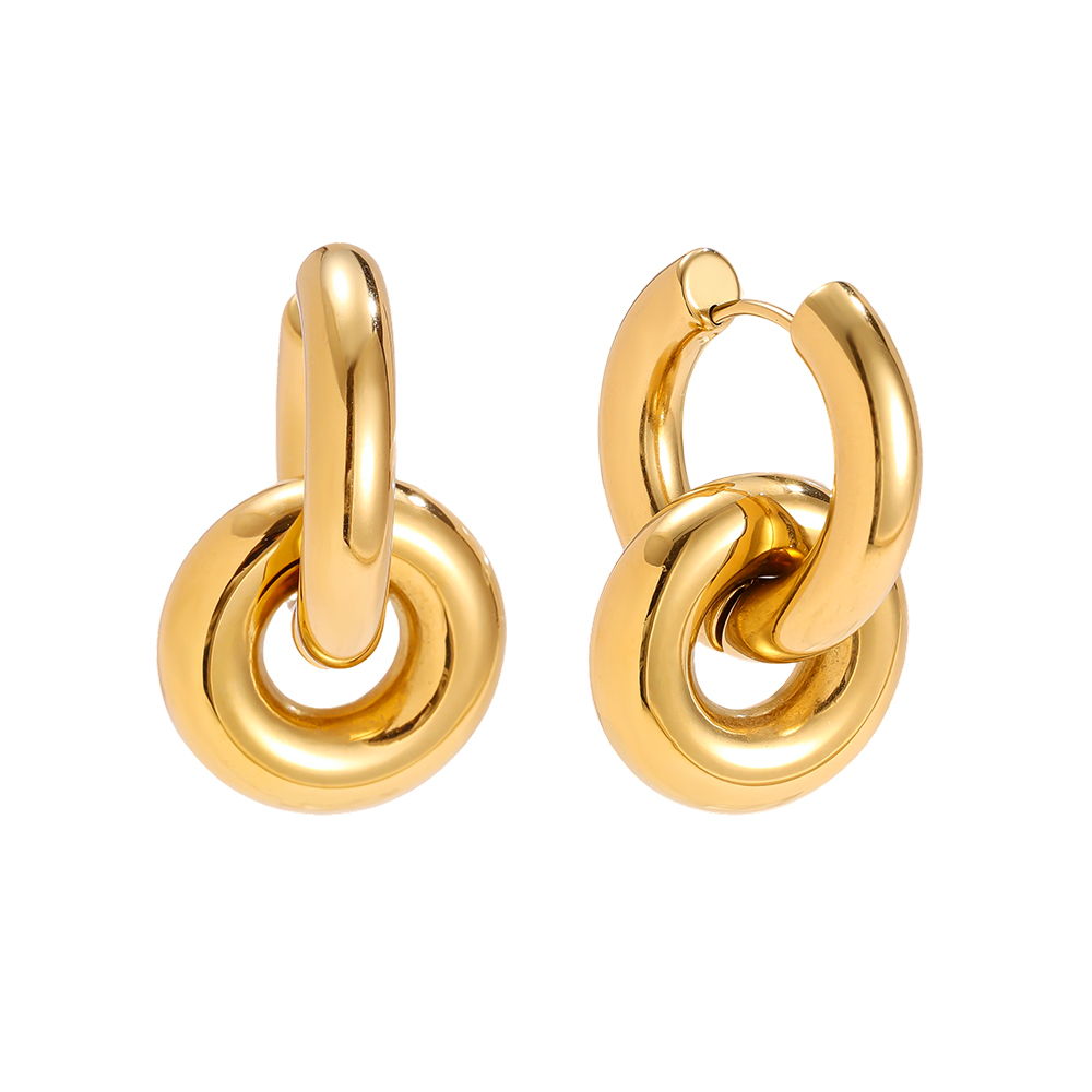 Edelstahl Ohrringe 31mm zwei runde Ringe