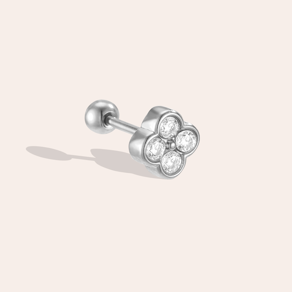 Edelstahl Piercing 5mm Mini Zirkonia Blume