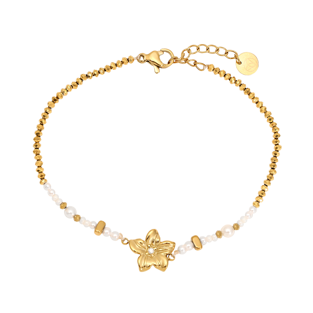17cm Nice Flower And Pearl Edelstahl Armkette     