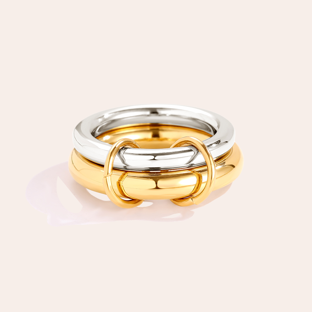 Two Layer Gold And Silver Ring Set Edelstahl Ring             