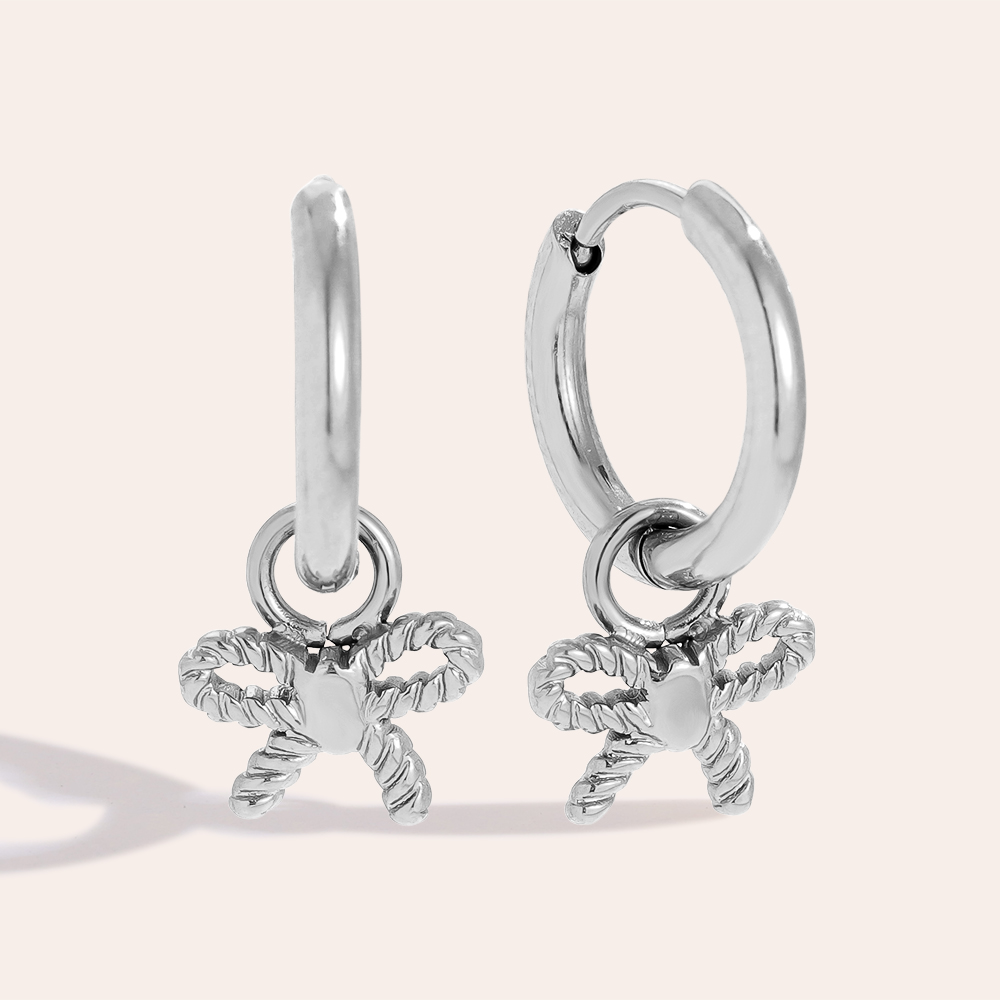 2cm Mini Twist Bowtie Edelstahl Ohrringe      