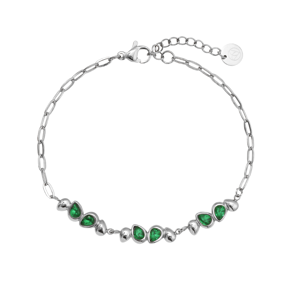 Edelstahl Armkette 17cm Nice Green Diamond