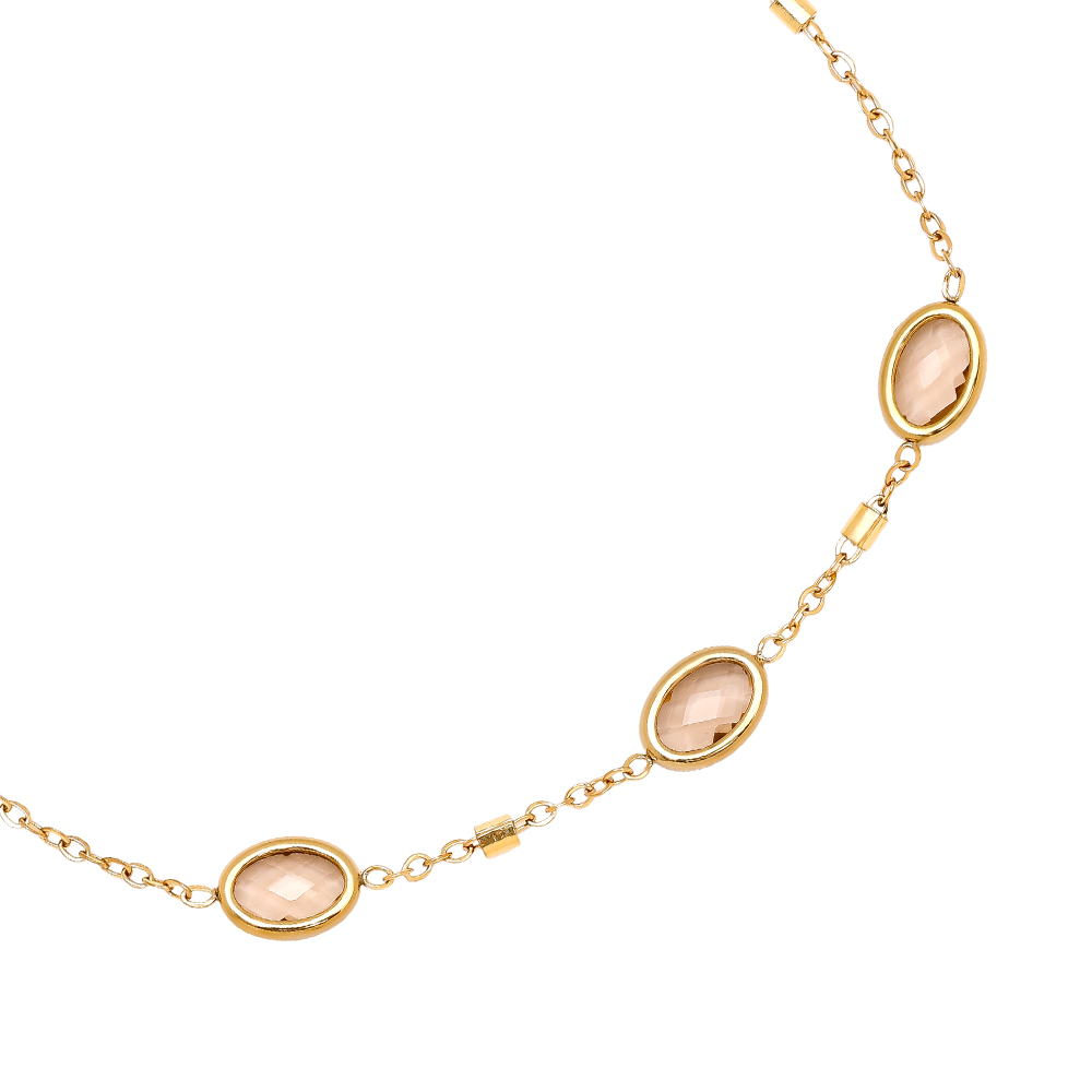 17cm Small Oval Glass Edelstahl Armkette   