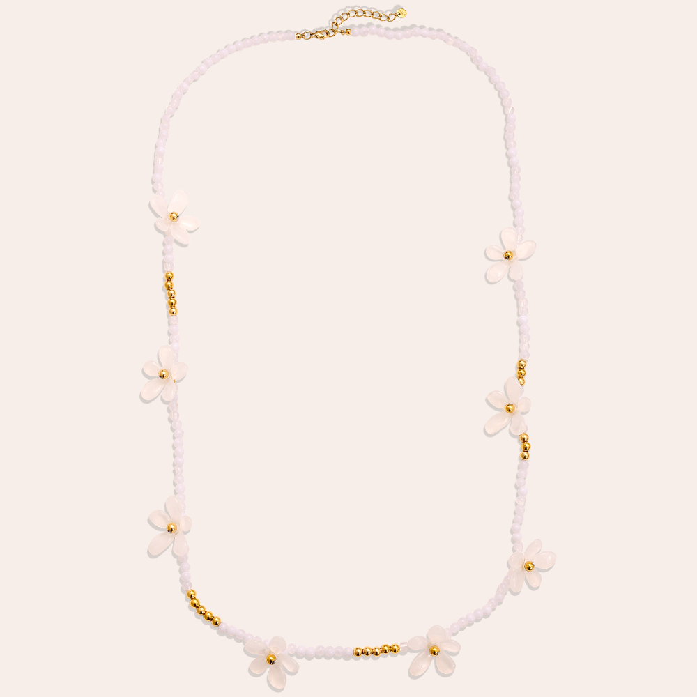 105cm Pretty Resin Flower Edelstahl Halsketten  