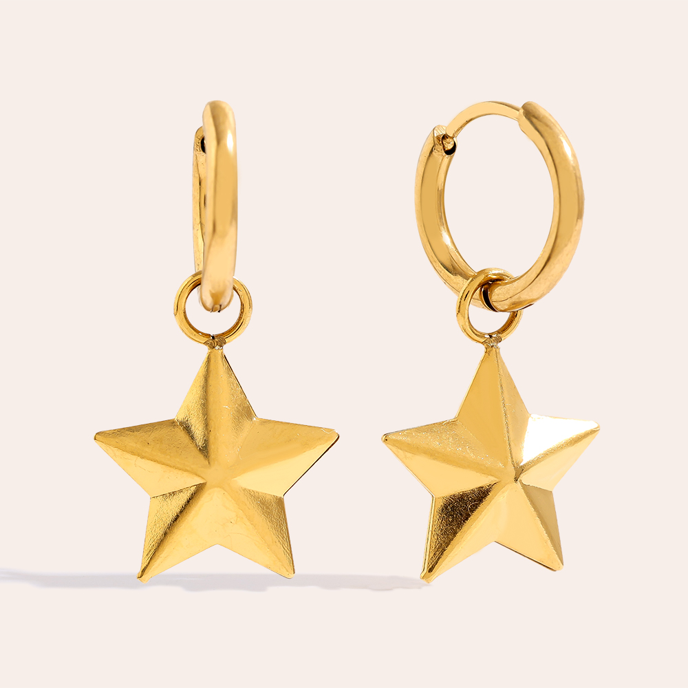 2.5cm Good Star Edelstahl Ohrringe     