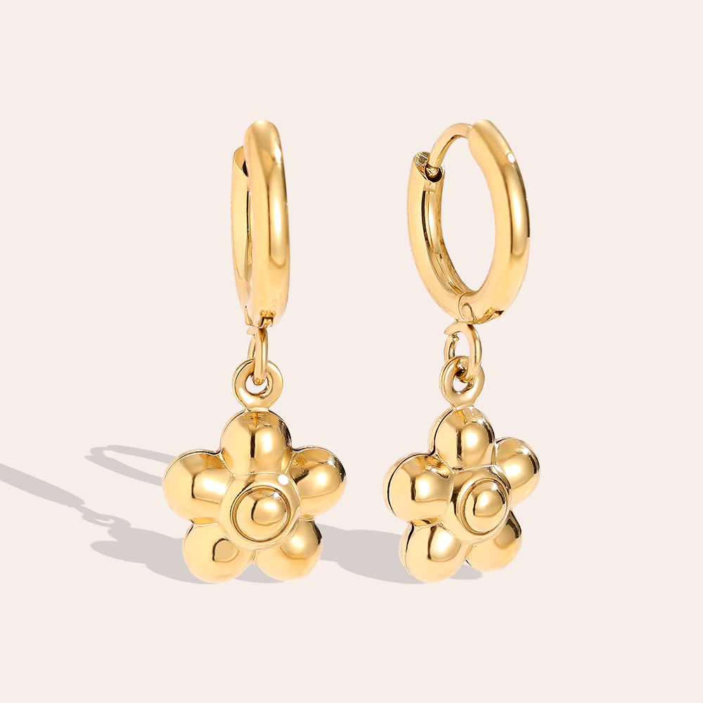 1*2.5cm süße Blume Edelstahl Ohrringe   