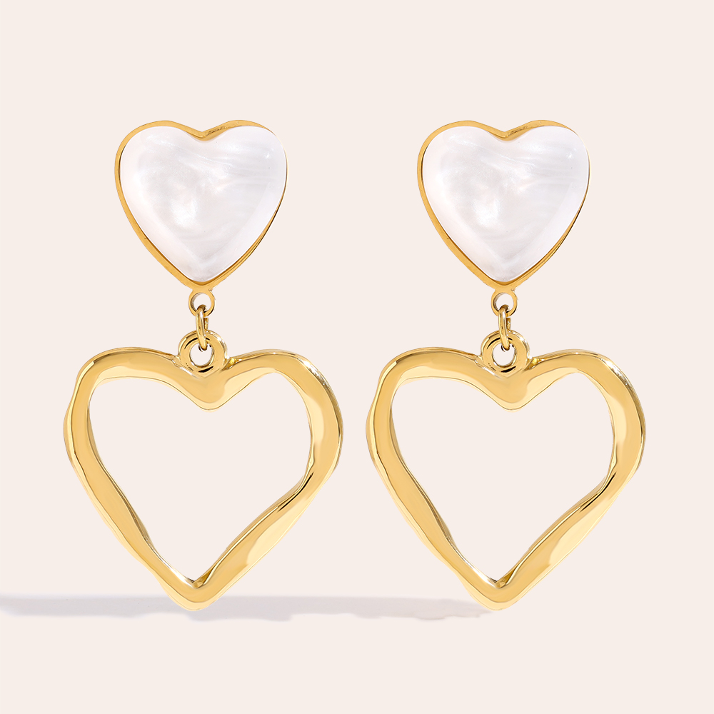 4cm Designed Hearts Edelstahl Ohrringe