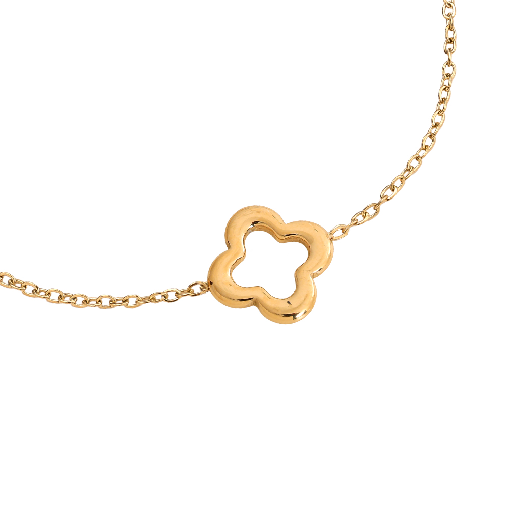 16cm Kleeblatt Edelstahl Armband 