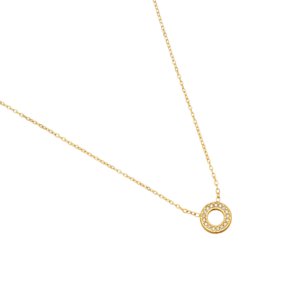 40cm Zirkonia Kreis Edelstahl Halskette     