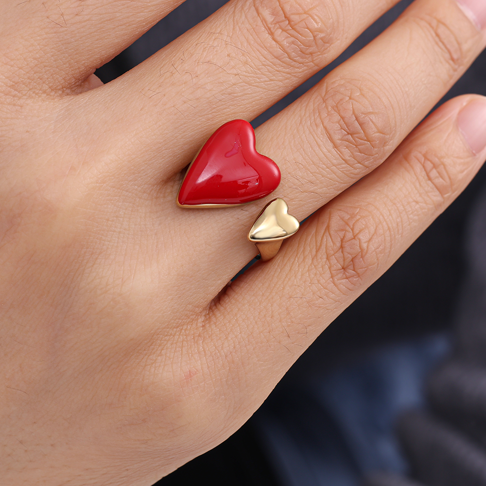 Sweet Red Heart Edelstahl Ring       