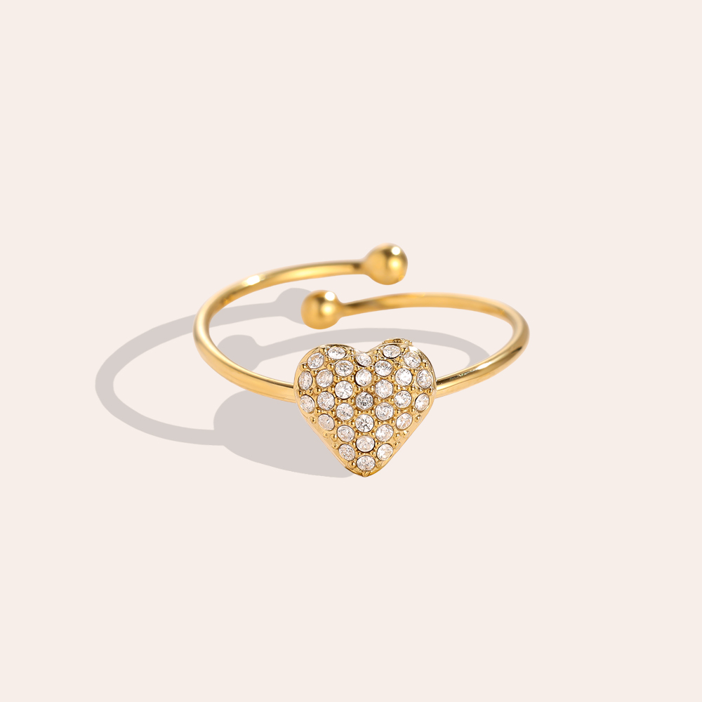 Sweet Diamond Heart Edelstahl Ring     