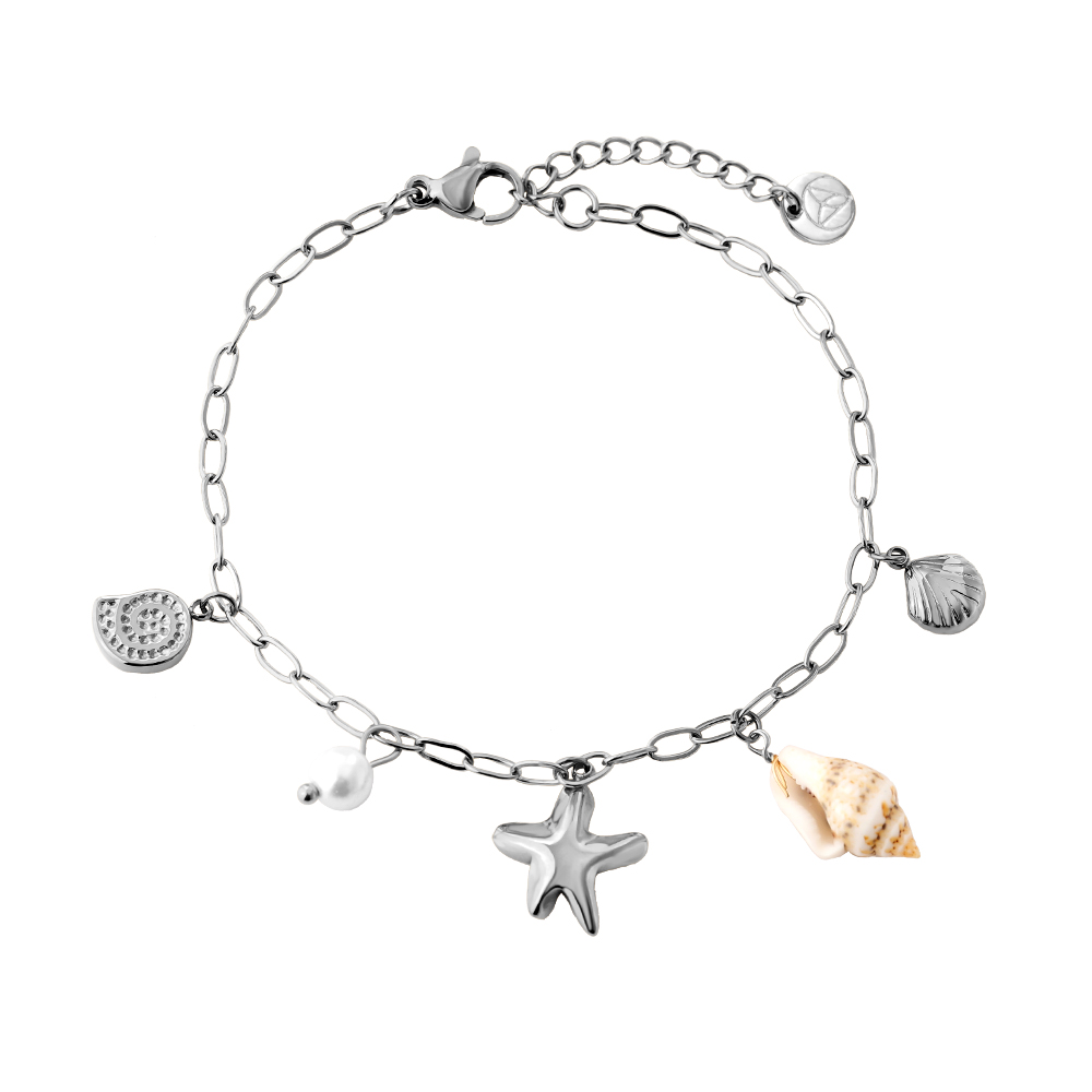 17cm Many Sea Life With Pearl Edelstahl Armband   