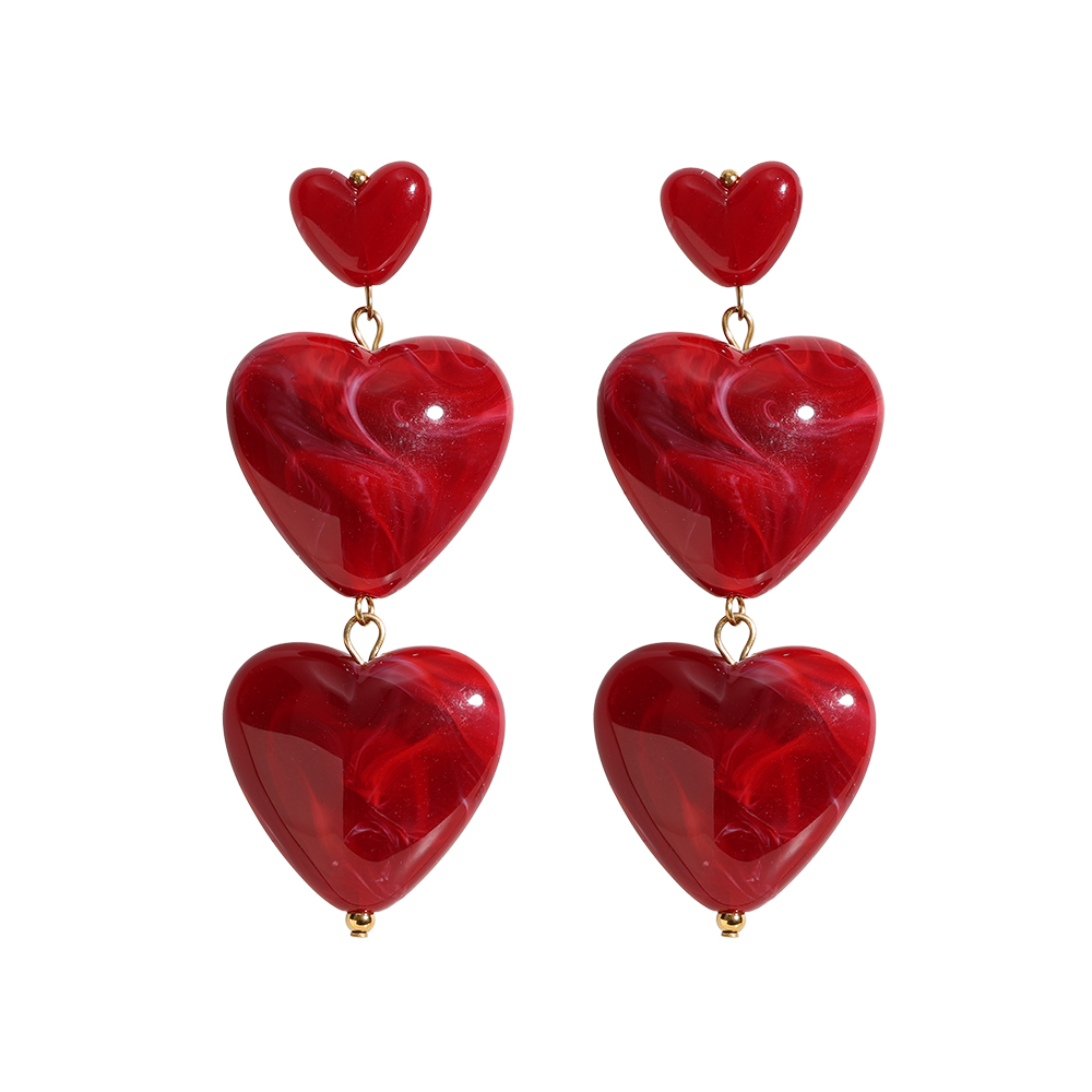 7cm Acrylic Three Hearts Edelstahl Ohrringe       