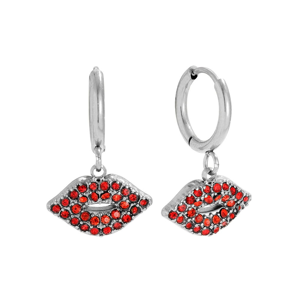 Edelstahl Ohrringe 2.1cm Red Diamond Lip
