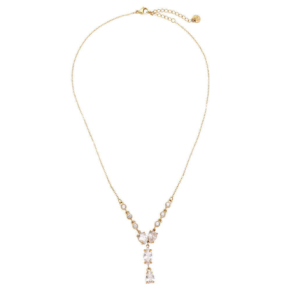 40cm Fancy Sparkling Diamond Edelstahl Halskette   