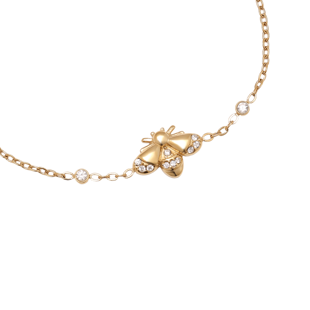 17cm Strassstein Bienen Edelstahl Armband