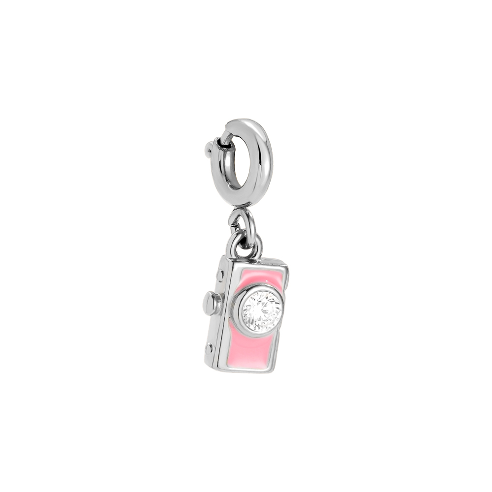 10mm Spring Clasp Pink Camera Edelstahl Pendant 10mm Spring Clasp Pink Camera Edelstahl Pendant
