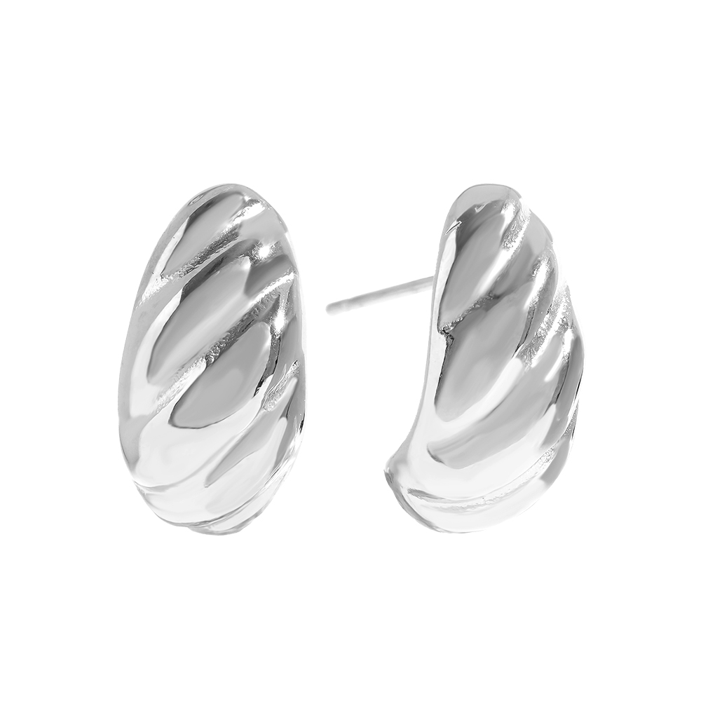 Twist Half Moon Edelstahl Ohrringe     