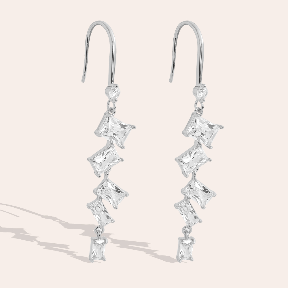 5.5cm viele Zirkonia Vergoldete Ohrringe 