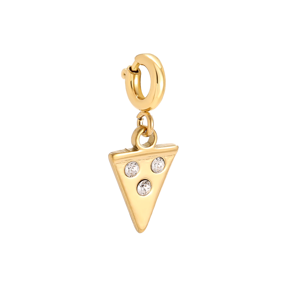 10mm Spring Clasp Diamond Pizza Edelstahl Pendant    