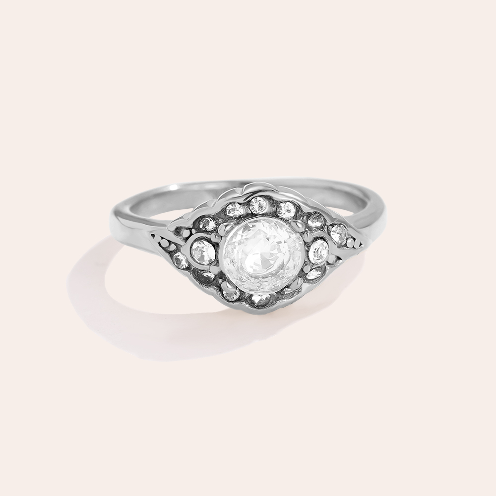 Vintage Look Diamond Edelstahl Ring   