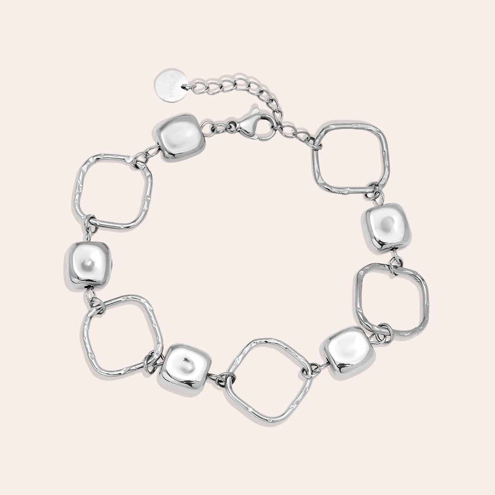 Edelstahl Armkette 17cm Cube Chain