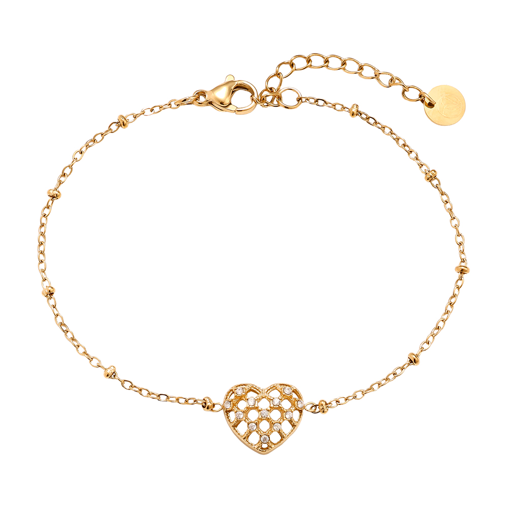 17cm Pretty Diamond Heart Edelstahl Armkette   