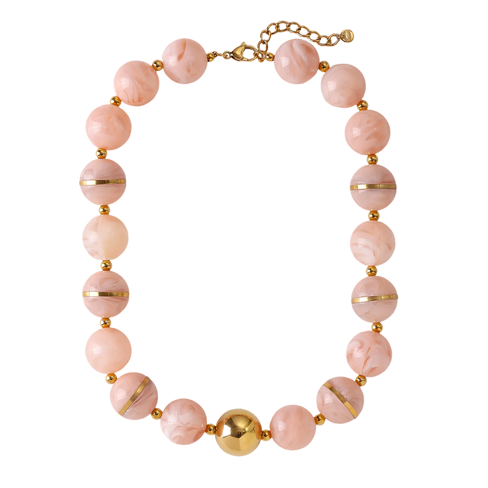 48cm runde Acrylperlenkette Edelstahl Halskette    