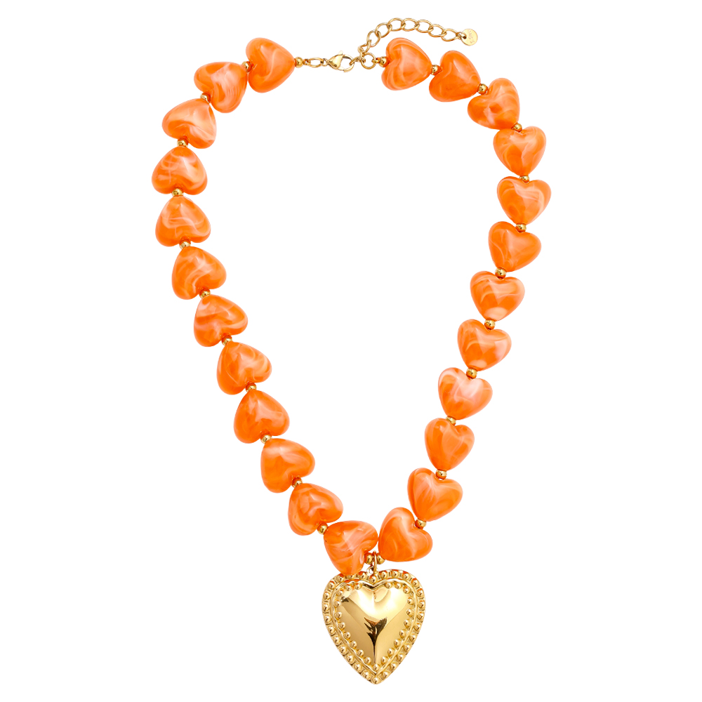 45cm Acrylic Heart Chian Edelstahl Halsketten 