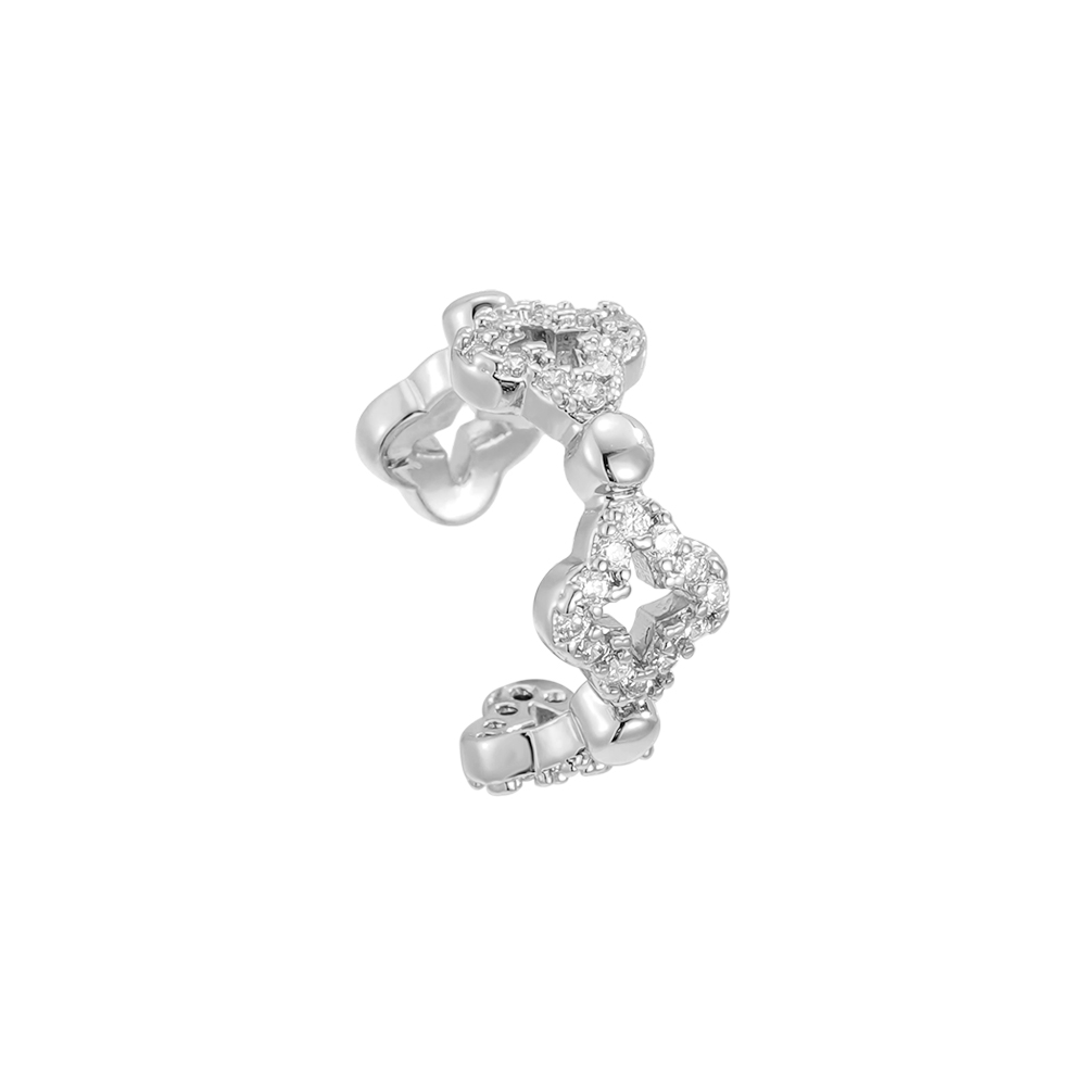 15mm Kleeblatt Zirkonia Vergoldete Ear-cuffs