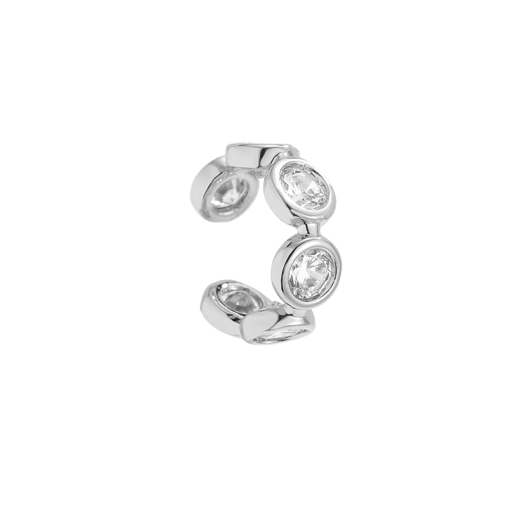 15mm Runde Zirkonia Vergoldete Ear-cuffs 