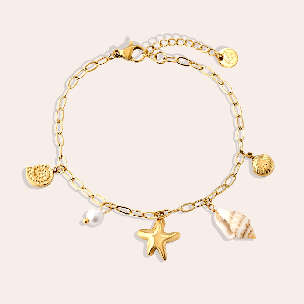 17cm Many Sea Life With Pearl Edelstahl Armband   