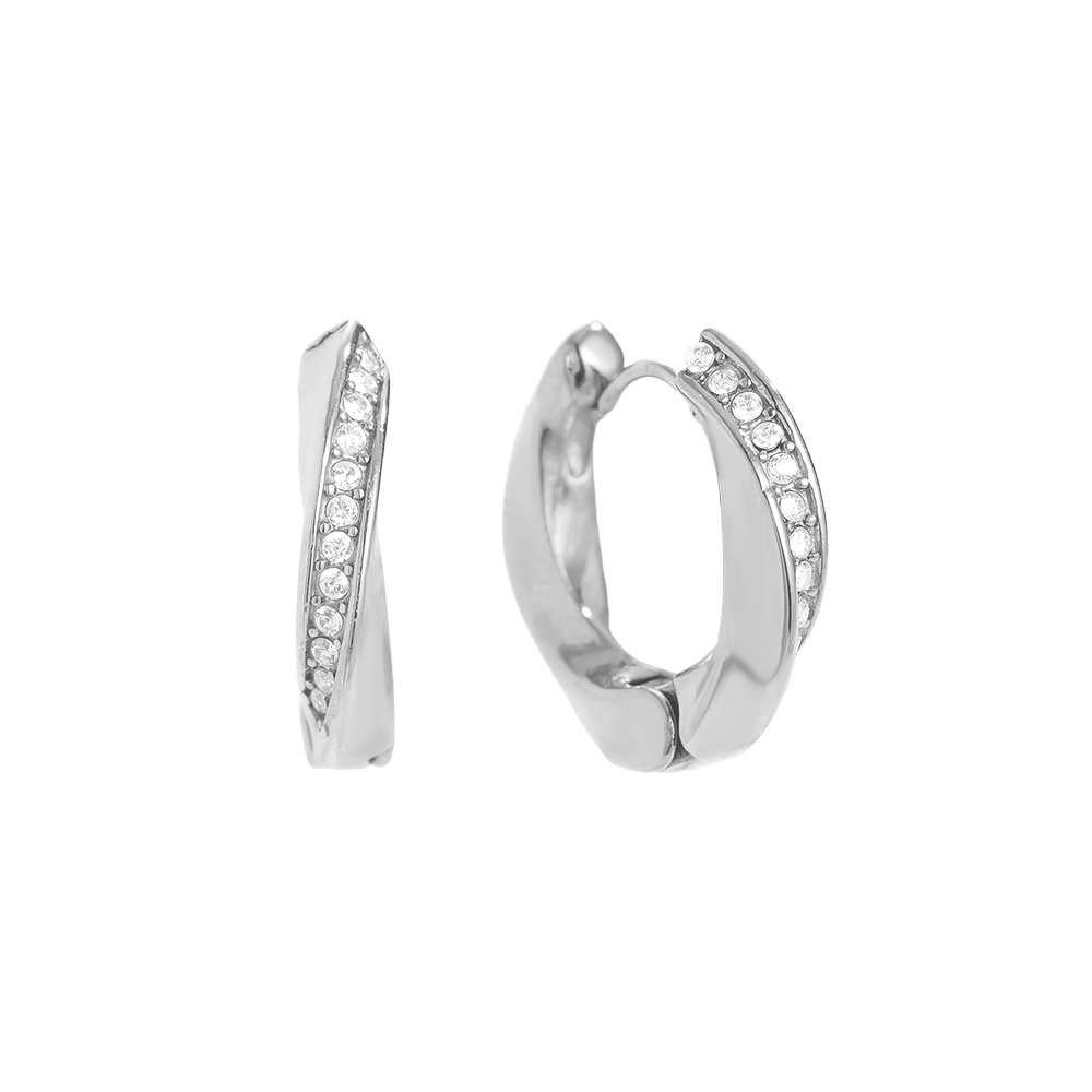 1.7cm Diamond Twist Hoop Edelstahl Ohrringe    