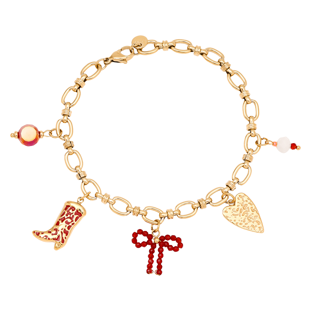 Edelstahl Armkette 17cm Red Charms