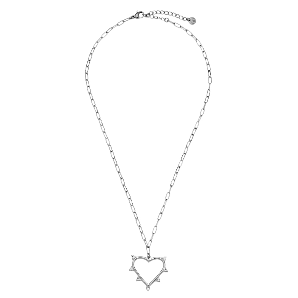 Edelstahl Halskette 41cm Mini Diamond Around Heart