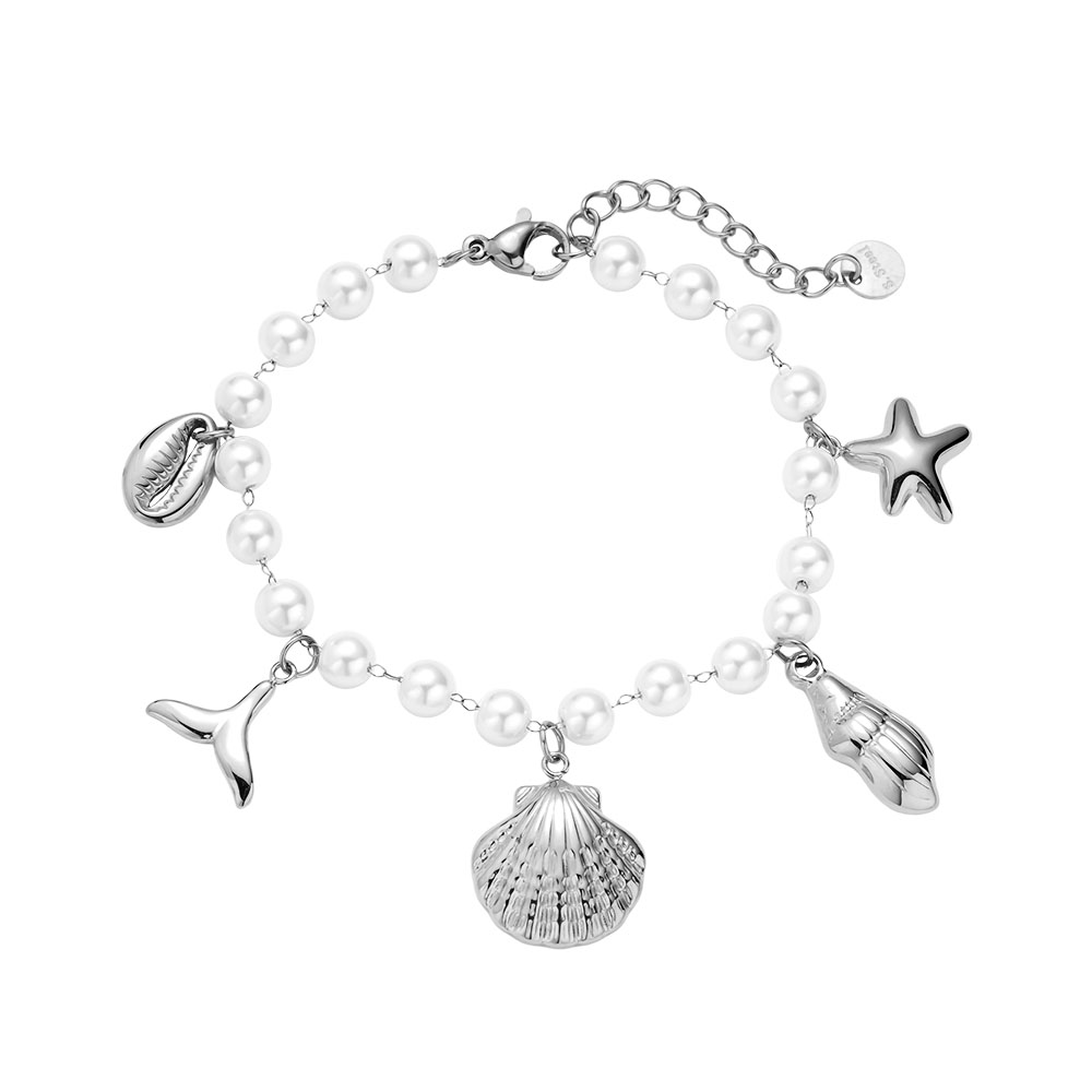 16cm Ocean And Pearl Chain Edelstahl Armkette 16cm Ocean And Pearl Chain Edelstahl Armkette