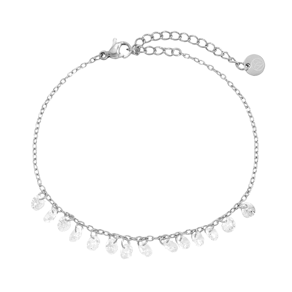 Edelstahl Armband 17cm viele runde Zirkonia  
