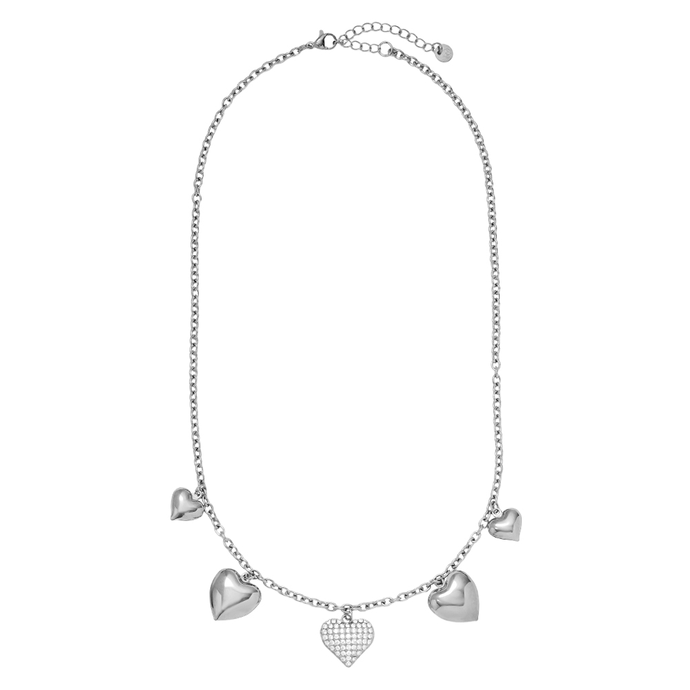 45cm Many Great Hearts Edelstahl Halskette     