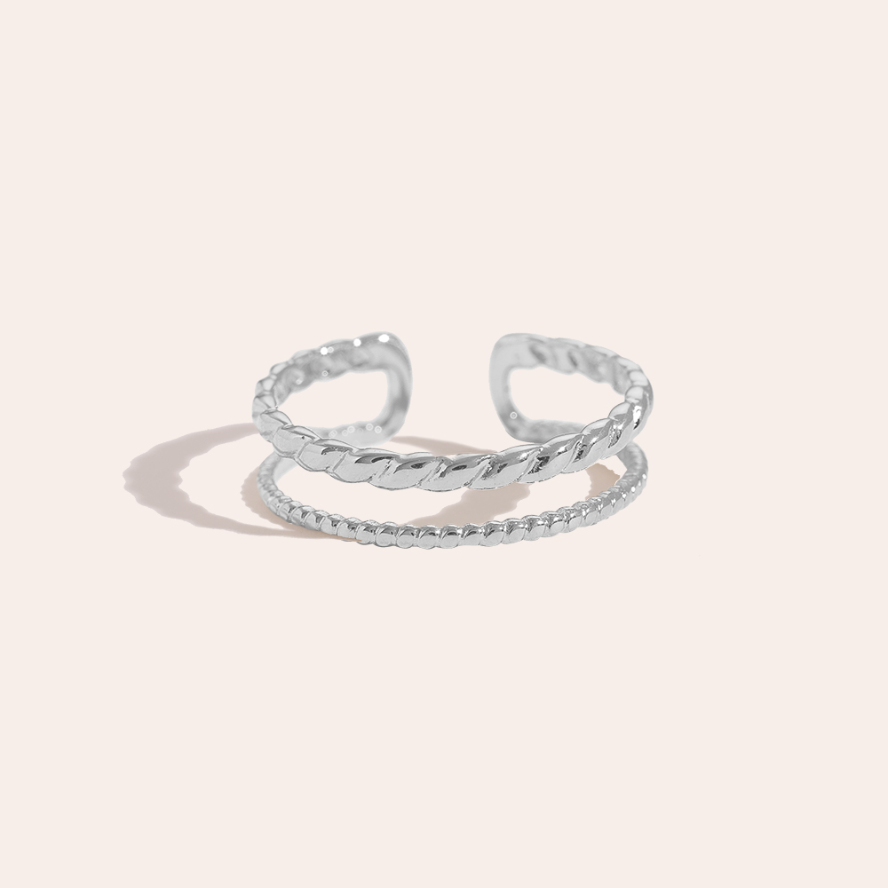 Two Thin Layer Twisted Edelstahl Ring   