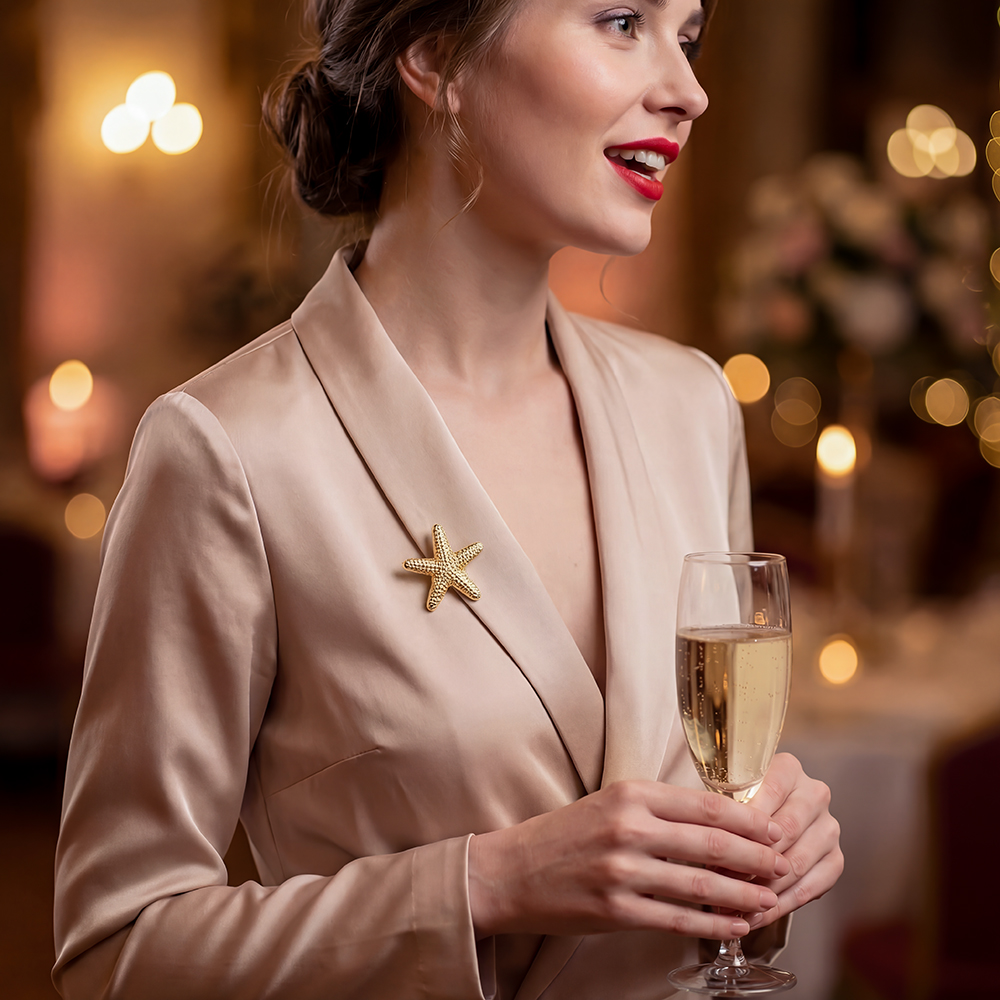 25mm Struktur Seestern Zierknopf Brosche