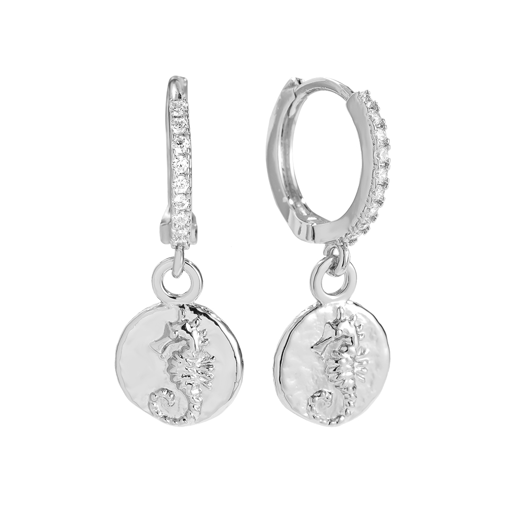 2.6cm Seahorse Diamond Vergoldete Ohrringe