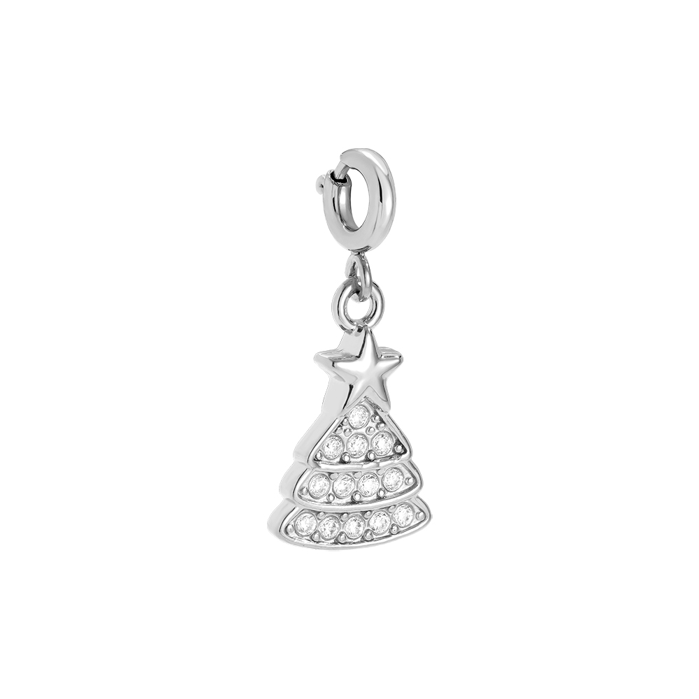 1.5cm Spring Clasp Diamond Xmas Tree Edelstahl Pendant    