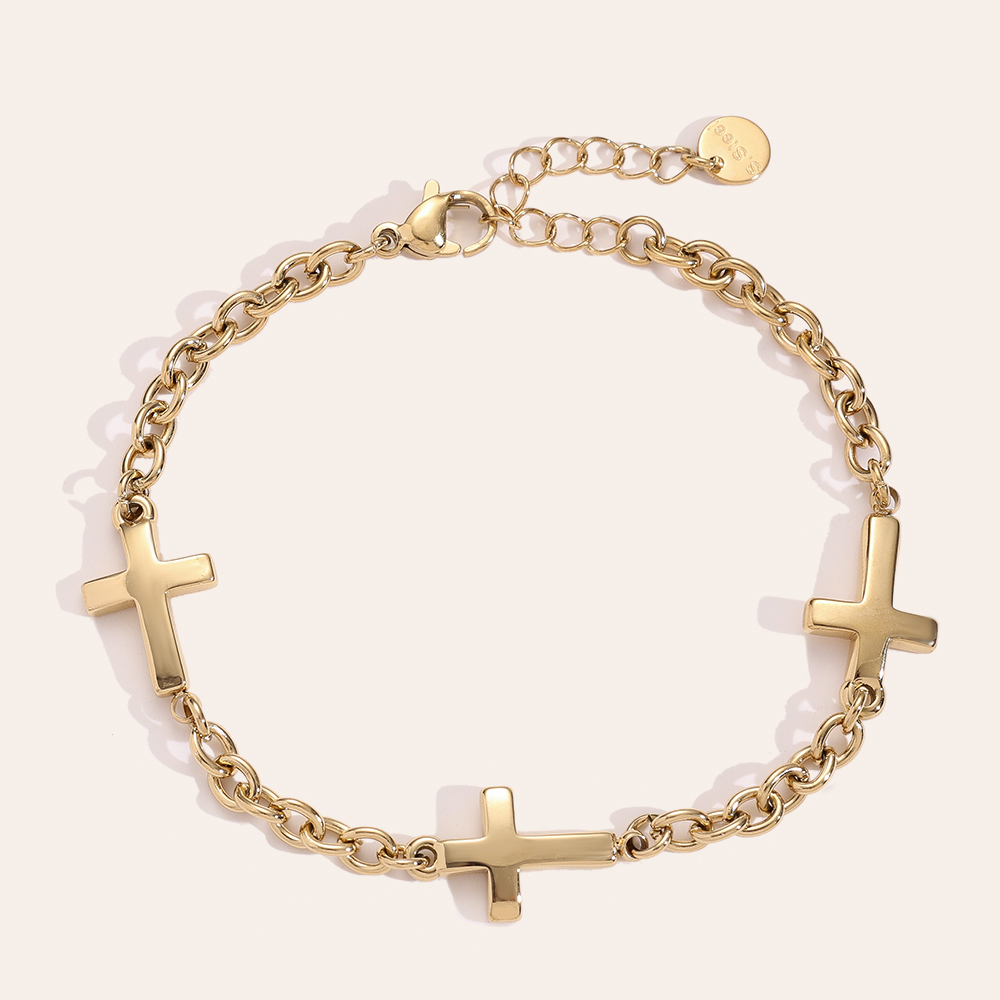 16cm Cross In Oval Chain Edelstahl Armkette      