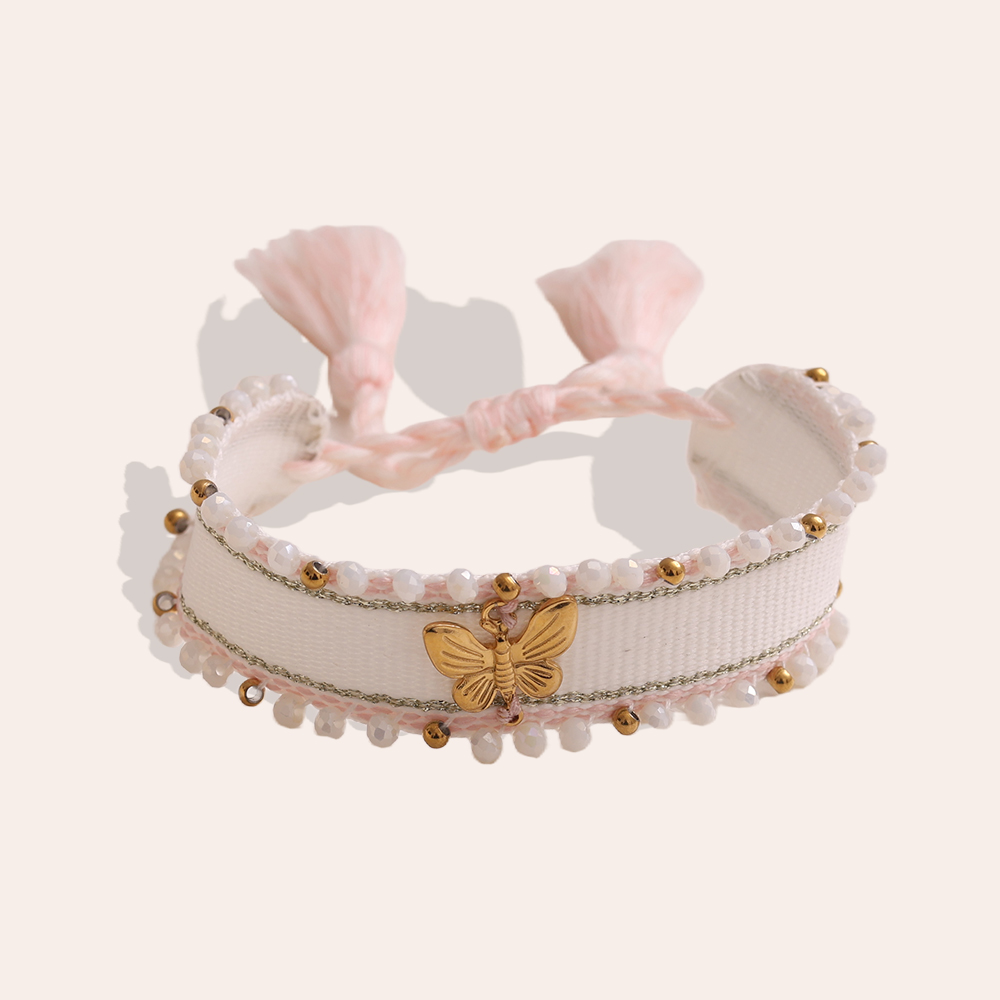 Schmetterling auf einem Polyesterbeutel Edelstahl Armband  